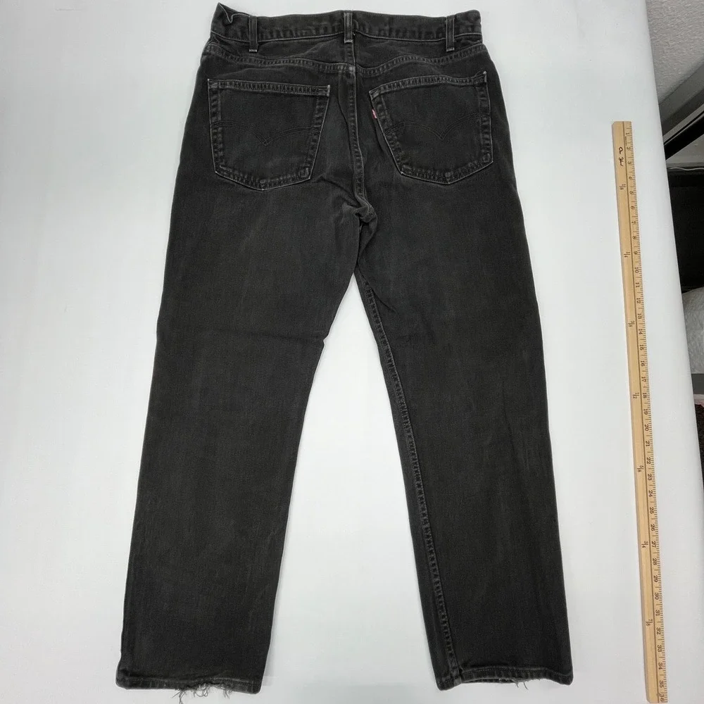 Levis 505 Vintage 1991 Black Straight Leg Jeans 38x30 Made in USA 90s Denim